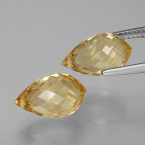 Gemas de citrino dorado natural de 7,77 ct, briolette, VVS-VS