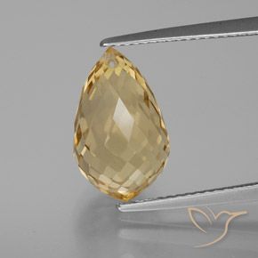 6.27ct Natural Naranja dorado Citrino, Corte Briolette, VVS-VS