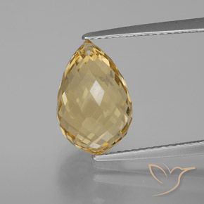 6.29ct Natural Naranja dorado Citrino, Corte Briolette, VVS