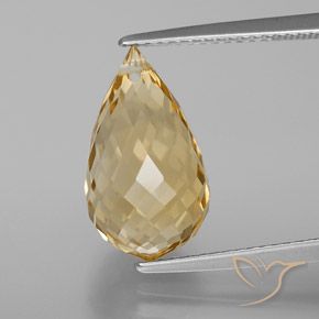 6.13ct Natural Naranja dorado Citrino, Corte Briolette, VVS