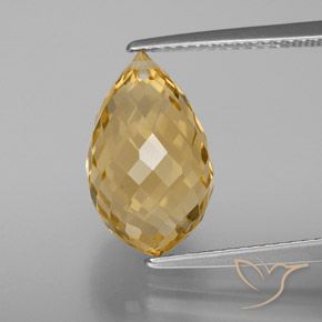 6.09ct Natural Naranja dorado Citrino, Corte Briolette, VVS