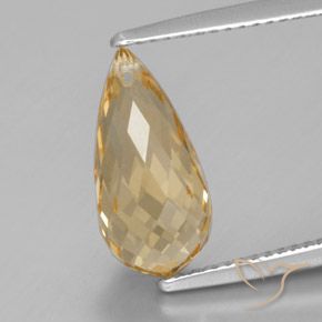 3.96ct Natural Dorado Citrino, Corte Briolette, VVS-VS