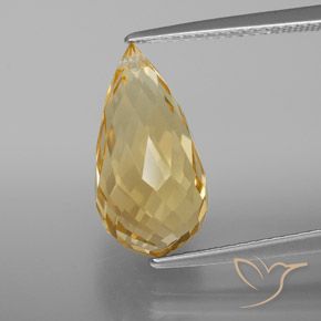 5.86ct Natural Naranja dorado Citrino, Corte Briolette, VVS