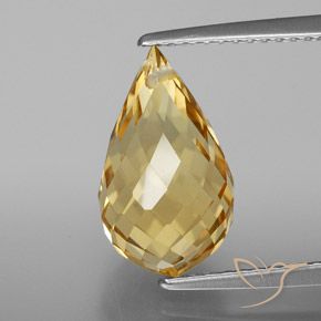 4.64ct Natural Naranja dorado Citrino, Corte Briolette, VVS