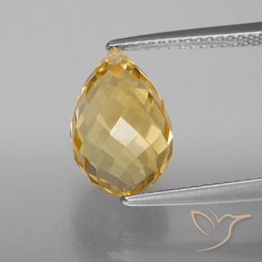 4.77ct Natural Naranja dorado Citrino, Corte Briolette, VVS