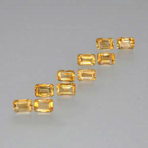 Gemas de citrino dorado natural de 6,74 ct, corte esmeralda, VS