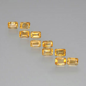 Gemas de citrino dorado natural de 6,74 ct, corte esmeralda, VS