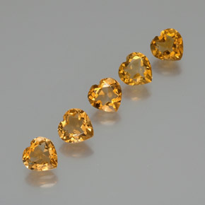 Gemas de Citrino Dorado naranja oscuro natural de 4.91 ct, Forma de corazón, VVS-VS