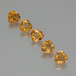 Gemas de Citrino Dorado naranja oscuro natural de 4.91 ct, Forma de corazón, VVS-VS