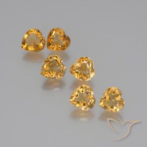 Gemas de Citrino Dorado naranja natural de 6.32 ct, Corazón, VVS-VS
