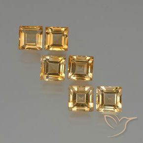 Gemas de Citrino Naranja medio natural de 7.47 ct, Cuadrado, VS
