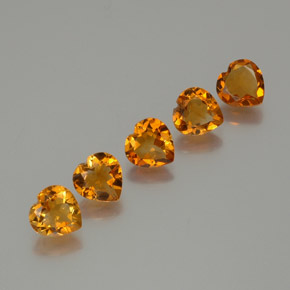 Gemas de citrino naranja natural de 4,93 ct, forma de corazón, VS