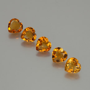 Gemas de citrino naranja natural de 4,93 ct, forma de corazón, VS