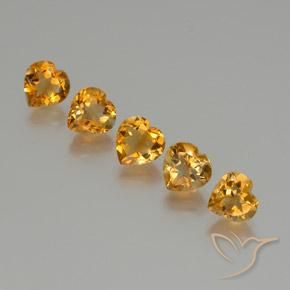 Gemas de Citrino Dorado naranja intenso natural de 5.22 ct, Corazón, VS
