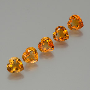 Gemas de Citrino Naranja oscuro medio natural de 5.48 ct, Forma de corazón, VS