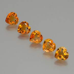 Gemas de Citrino Naranja oscuro medio natural de 5.48 ct, Forma de corazón, VS