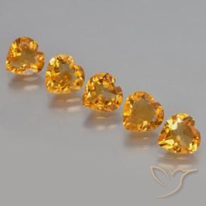 Gemas de Citrino Dorado naranja oscuro natural de 4.92 ct, Corazón, VS