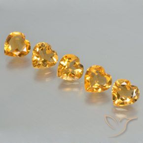 Gemas de Citrino Dorado-naranja medio natural de 5.06 ct, Corazón, VS