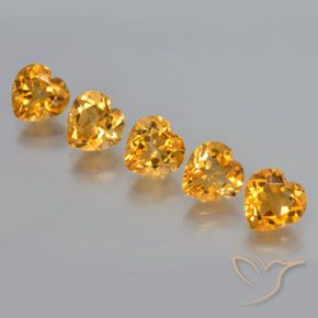 Gemas de Citrino Dorado naranja intenso natural de 5.61 ct, Corazón, VS