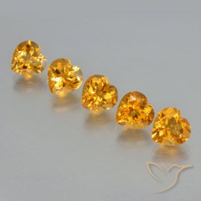 Gemas de Citrino Dorado naranja intenso natural de 5.90 ct, Corazón, VS