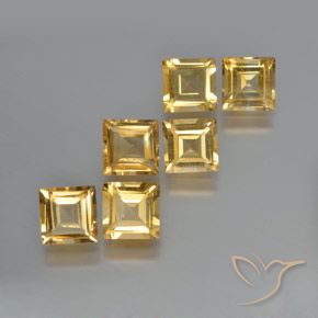 Gemas de Citrino Naranja dorado natural de 5.81 ct, Cuadrado, VS