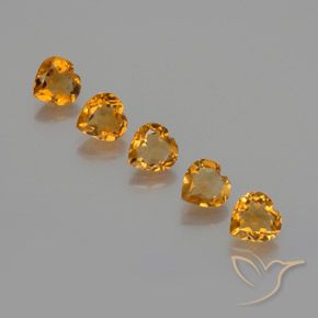 Gemas de Citrino Dorado naranja oscuro natural de 4.80 ct, Corazón, VS