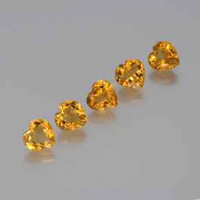 Gemas de Citrino Dorado naranja oscuro natural de 5.18 ct, Forma de corazón, VS