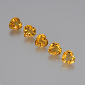 Gemas de Citrino Dorado naranja oscuro natural de 5.18 ct, Forma de corazón, VS