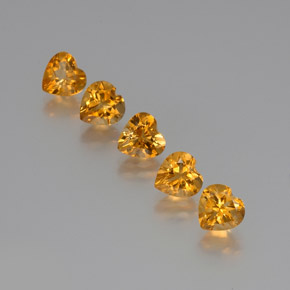 Gemas de Citrino Oro natural de 5.68 ct, Forma de corazón, VS