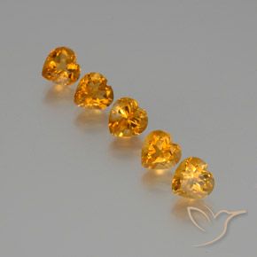 Gemas de Citrino Naranja oscuro natural de 5.71 ct, Corazón, VS
