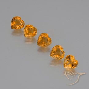 Gemas de Citrino Dorado naranja intenso natural de 5.48 ct, Corazón, VS