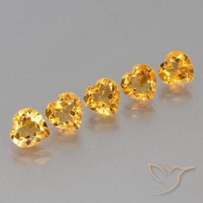 Gemas de Citrino Dorado naranja intenso natural de 5.26 ct, Forma de corazón, VS