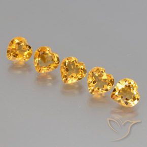 Gemas de Citrino Dorado naranja intenso natural de 5.26 ct, Forma de corazón, VS
