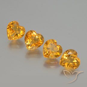 Gemas de Citrino Dorado naranja natural de 4.37 ct, Corazón, VVS-VS