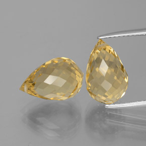 Gemas de citrino dorado medio natural de 8,83 ct, briolette, VVS-VS