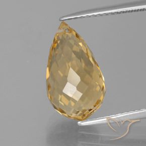 5.95ct Natural Dorado medio Citrino, Corte Briolette, VVS