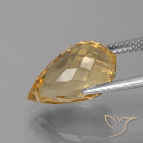 Citrino Dorado medio natural de 5.95 ct, Corte Briolette, VVS