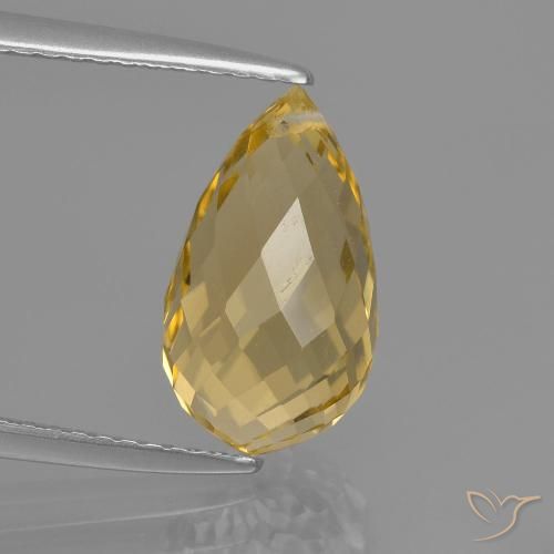 3.74ct Natural Dorado claro Citrino, Corte Briolette, VVS-VS