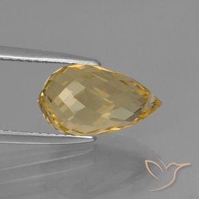 Citrino Dorado claro natural de 3.74 ct, Corte Briolette, VVS-VS