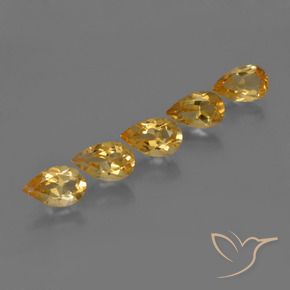 Gemas de Citrino Dorado natural de 3.56 ct, En forma de pera, VS