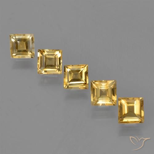 Gemas de Citrino Dorado natural de 4.77 ct, Cuadrado, VVS-VS