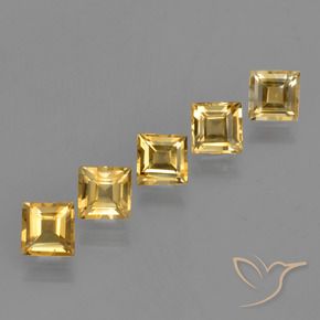 Gemas de Citrino Dorado natural de 4.77 ct, Cuadrado, VVS-VS