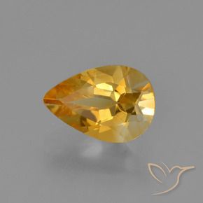 Citrino Dorado naranja intenso natural de 1.09 ct, En forma de pera, VS