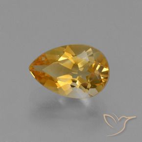 Citrino Dorado naranja natural de 1.28 ct, En forma de pera, VVS