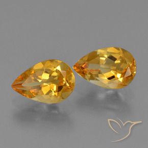 Gemas de Citrino Dorado naranja intenso natural de 2.11 ct, En forma de pera, VVS-VS