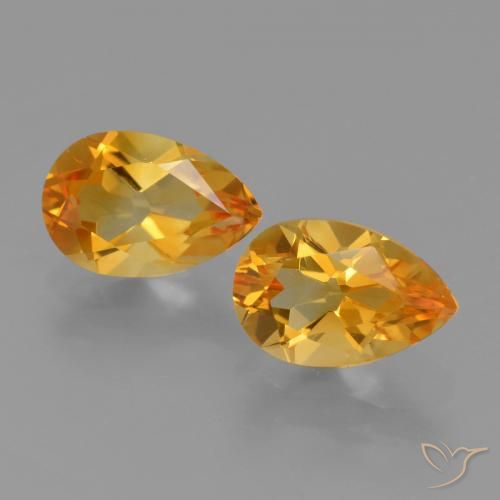 Gemas de Citrino Dorado naranja oscuro natural de 2.38 ct, En forma de pera, VVS-VS