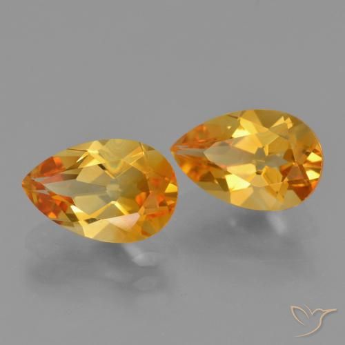 Gemas de Citrino Dorado naranja oscuro natural de 2.38 ct, En forma de pera, VVS-VS