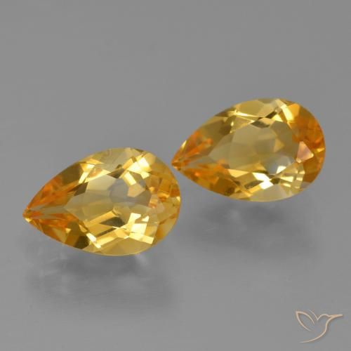 Gemas de Citrino Dorado naranja oscuro natural de 2.33 ct, En forma de pera, VVS-VS