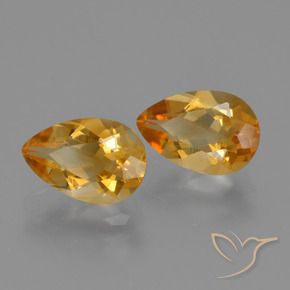 Gemas de Citrino Dorado naranja intenso natural de 2.37 ct, En forma de pera, VVS-VS