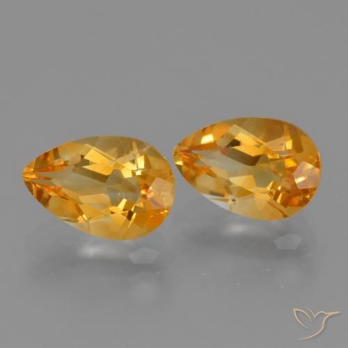 Gemas de Citrino Dorado naranja oscuro natural de 2.45 ct, En forma de pera, VVS-VS